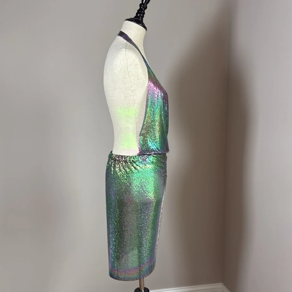Iridescent Halter Mini Dress - Picture 4 of 4